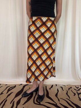 100% silk plaid skirt